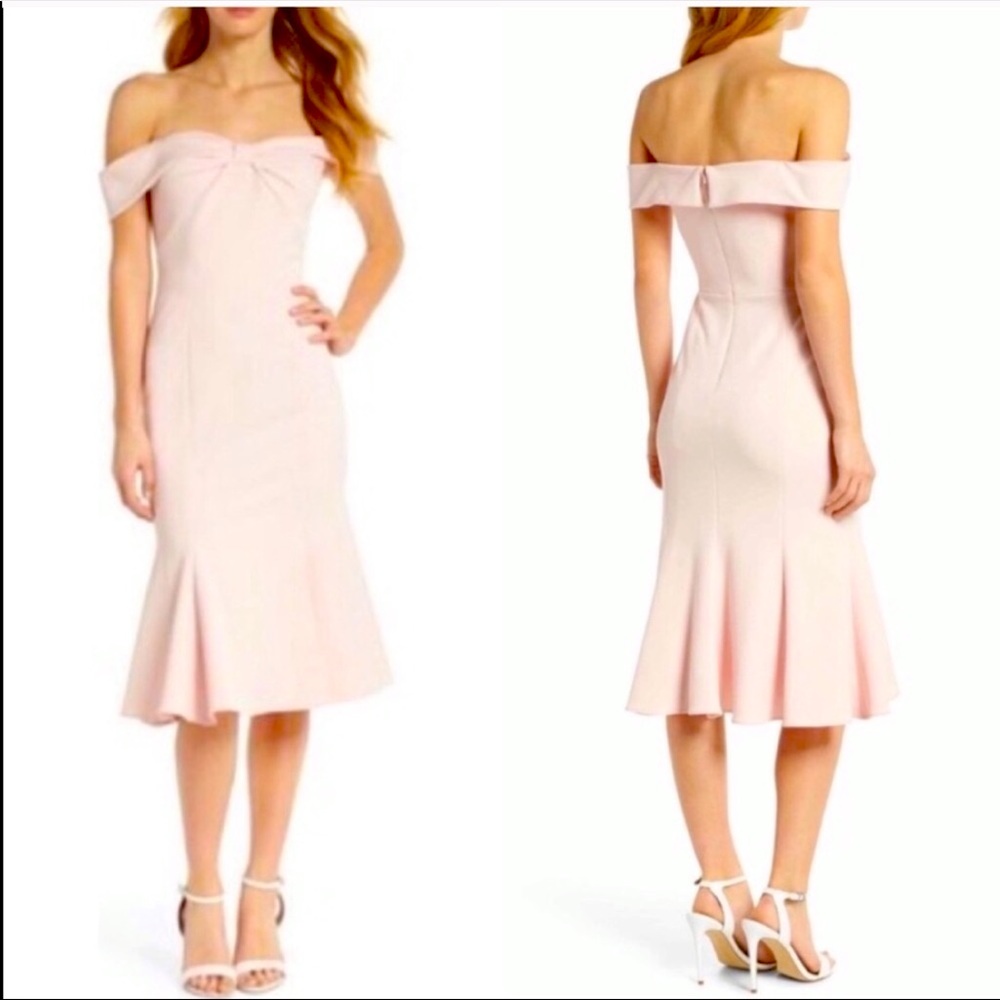 NWT Gal Meets Glam Off Shoulder Pink MIDI Dress 12